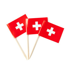 Schweiz Flag Schweizisk lille tandstikker Mini Stick Flag dekorationer (100 stk)