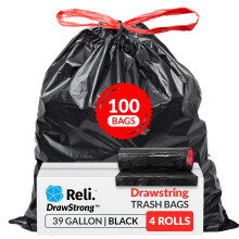 Reli. Bolsas de basura de 39 galones cordero (100 recuentos) Grandes bolsas de basura de saving sorthing de 39 galones Garbagas 39 Garas de csped (3