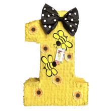 20"" groe Pinata Nummer Eins mit Bienenknigin-Motiv, Sonnenblumen-Partyzubehr fr den ersten Geburtstag, gelb-schwarze Hummelparty