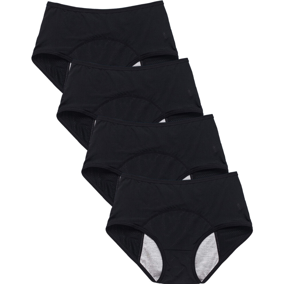 Wbeautallove Womens Mesh Period Panties High Waisted Menstrual Leak Proof Underwear Incontinence Protective Briefs(H-4-4-1 Small)