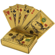 KALIFANO Luxurise vergoldete Spielkarten wasserfestes Kartenspiel mit Goldfolie, inspiriert von einem 100-Dollar-Schein, mit Verwendungsmglic