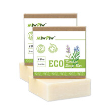 MIW PIW Vegan Plath Soap Bar Pack 2- Gran 6 onzas - Enjabres, limpio, ingredientes seguros - plstico sin aceite de palma - Lavavajillas de cocina ec