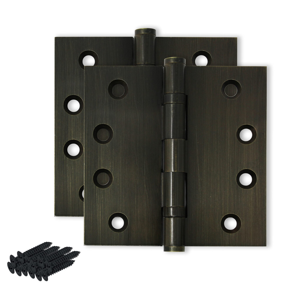 Finsbury Hardware Heavy Duty Door Hinge Matte Brass Ball Bearing 4X4 Inch Heavy Duty - Set Of 2 Solid Brass Hinges (Satin Brass) 755897251461