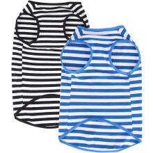 WEONE Hundehemd, gestreiftes Baumwollhemd, atmungsaktiv, weich, Basic-Kleidung fr kleine, mittelgroe und groe Hunde, Jungen und Mdchen, Schwa