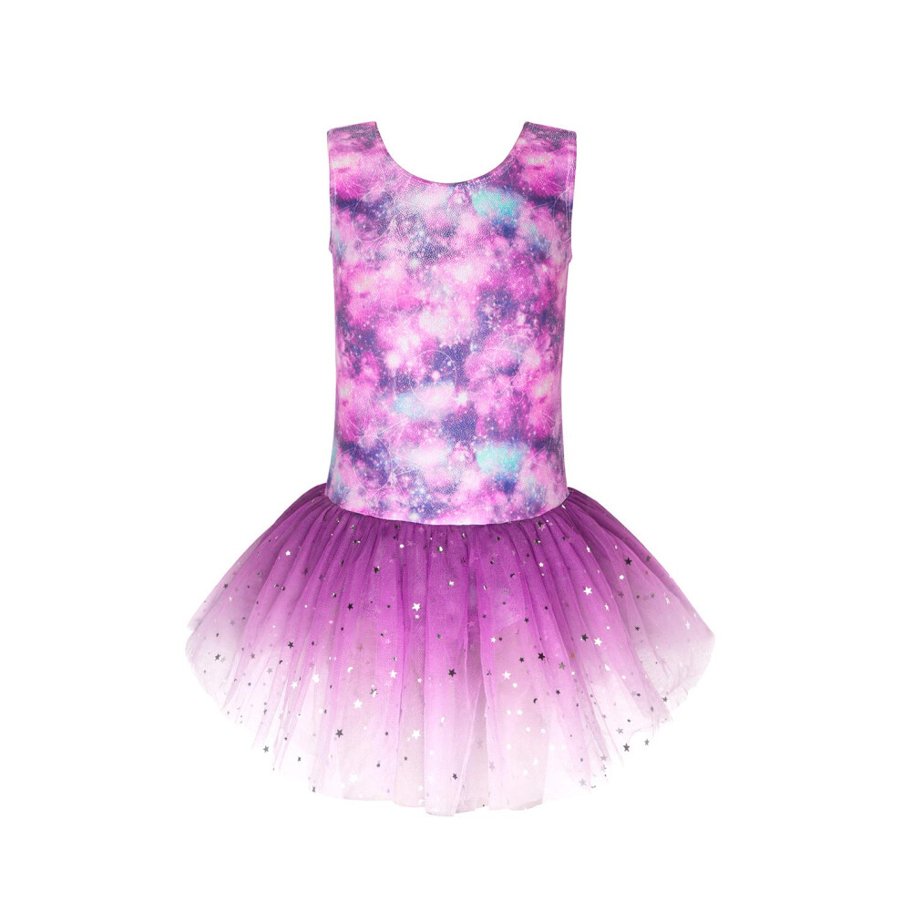 Eqsjiu juge de jupe avec jupe pour filles gymnastique nuage violet 7-8 7/8 ans robes de danse galaxy