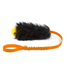 Howgo co corda brinquedo co bungee chaser brinquedo 100% pele de carneiro cheiro rebocador brinquedo para todas as raas (laranja com bola de b