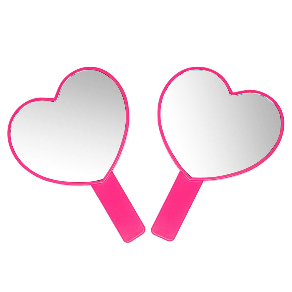 Topyhl 2Pcs Heart-Shaped Makeup Hand Mirror,Travel Handheld Mirror Portable Personal Cosmetic Mirror With Handle (Rose Red)