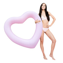 Blublu Park Inflatable Heart Pool Float Sweet Love Swim Rings Float Loungers Tube for Summer Water Fun Beach Party Toys for Adults Pink