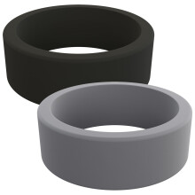QALO Basic & Flad silikonering til mnd (sort/gr strrelse 10) - ndbare og holdbare silikone bryllupsbnd - Elegante mnds vielsesringe - Gummi