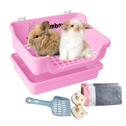Bumbox Rabbit Large Litter Box w/Plastic Grid Safe for Bunny feet ...