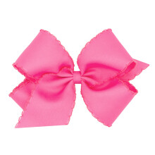 Wee Ones Ripsbandschleife f   r M   dchen mit passendem Moonstitch-Rand auf einer rutschfesten WeeStay-Haarspange, Kingsize, Hot Pink