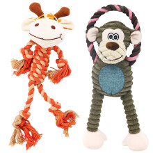 Rope Dog Toys to Keep Them Busy - Tug of War Dog Toys for Boredom Plush Interactive Squeaky Puppy Toys for Small Medium Large Dogs