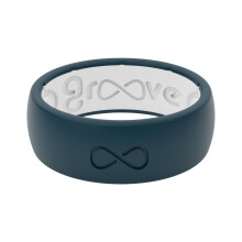 Groove Life Solid Anchor/White Ring - Breathable Silicone Wedding Rings for Men Lifetime Coverage Unique Design Comfort Fit Ring - Size 9