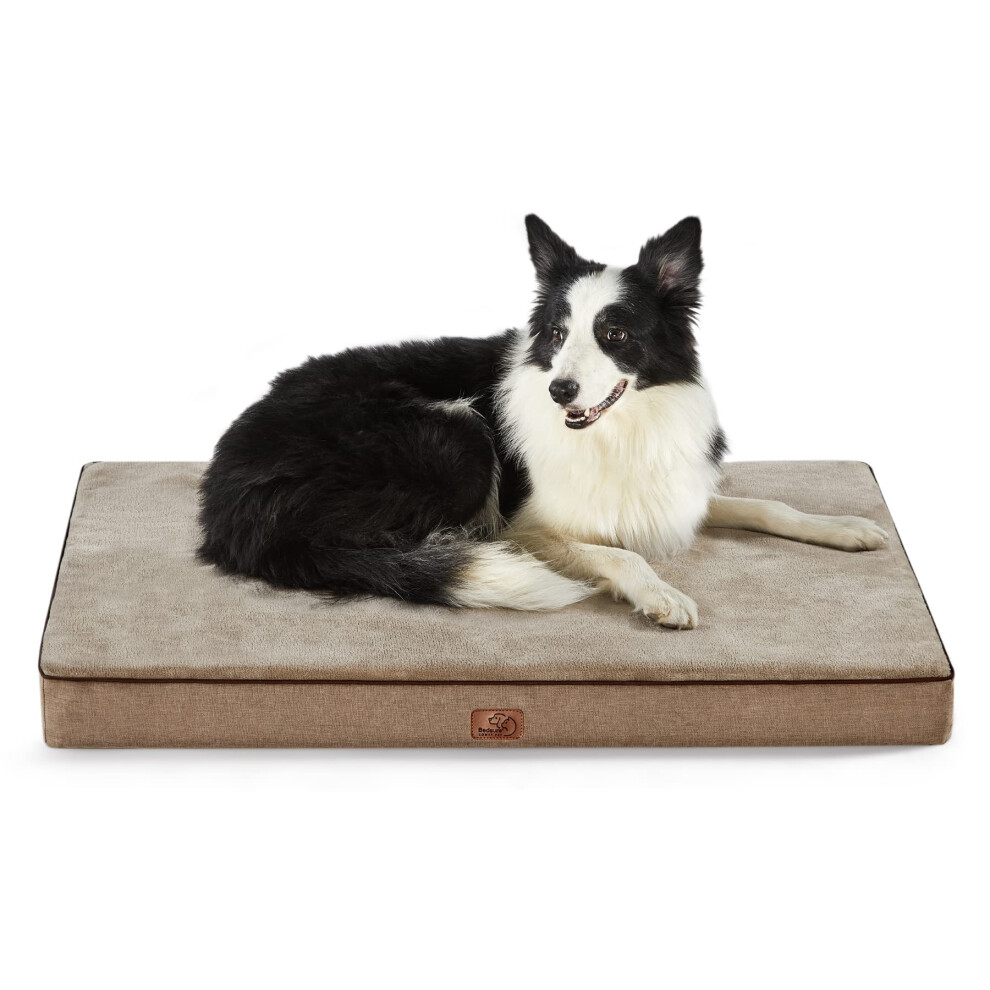 Bedsure Memory Foam Dog Bed Large Sized Dog - Orthopedic Waterproof Pet Beds for Crate with Removable Washable Water-Resistant Cover and Nonskid Botto