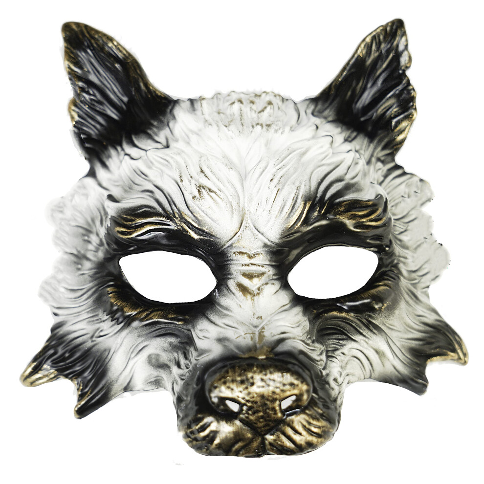 Wolf Mask Animal Masquerade Ball Wolves Mask Halloween Cosplay Costume Mask Party Masks Props (Gold/White)-image-OPC-PHFM9NP-NEW