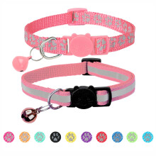 BANMODER 2er-Pack reflektierendes Katzenhalsband Breakaway mit Glckchen, personalisierte Ktzchenhalsbnder, verstellbare Sicherheitsschnalle, Halsb