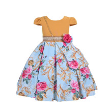 Vestido floral cosplay life para meninas e jovens adultos moda flor cintura infantil festa festival vestido de 5 a 9 anos (azul 7 anos)