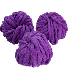 iDIY Chunky Yarn 3 Pack Skeins (72 Yards) - Dark Purple - Fluffy Chenille Yarn Perfect for Soft Throw and Baby Blankets  Arm Knitting  Crocheting