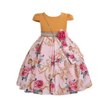 Vestido floral cosplay life para meninas e jovens adultos moda flor cintura vestido infantil festa festival de 5 a 9 anos (pssego 5 anos)