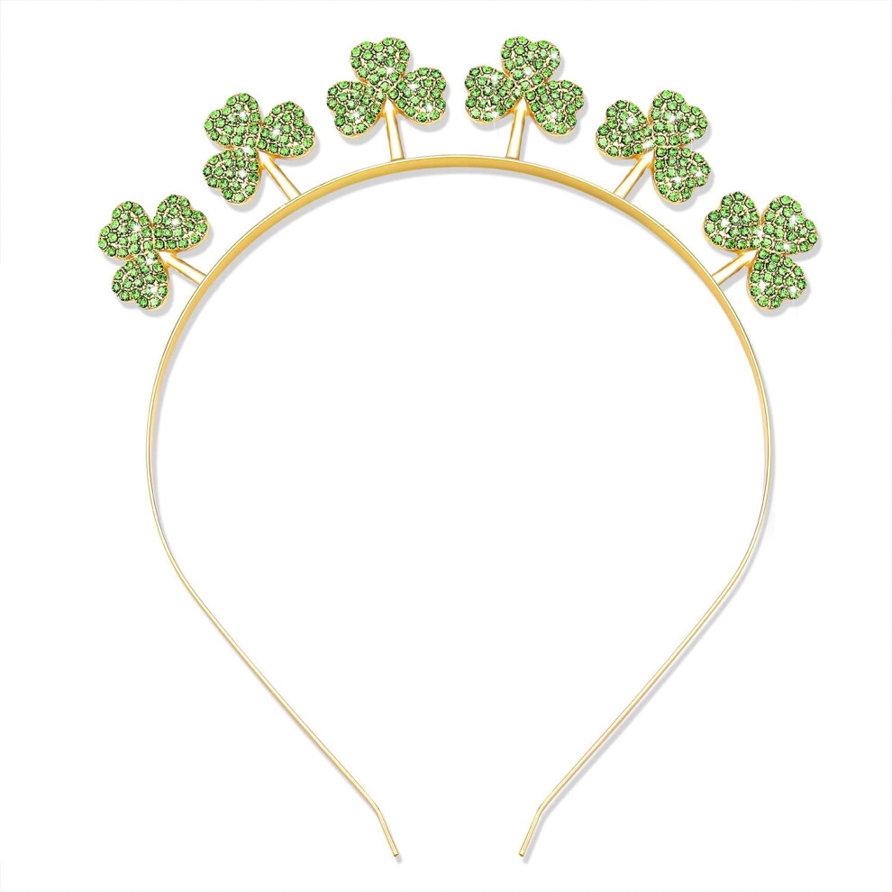 Zitulry St Patrick's Day Headband Rhinestone Shamrock Hairband Funny Irish Green Lucky Clover Hair Accessories For Women Girls (Shamrock Hairband Allo