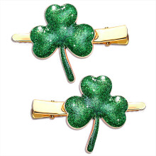 St. Patricks Day Hair Clips Rhinestone Glitter Green Leaf Hairpins for Women Lucky Shamrock Hair Clips Costume Hair Accessory Holiday Party Gifts