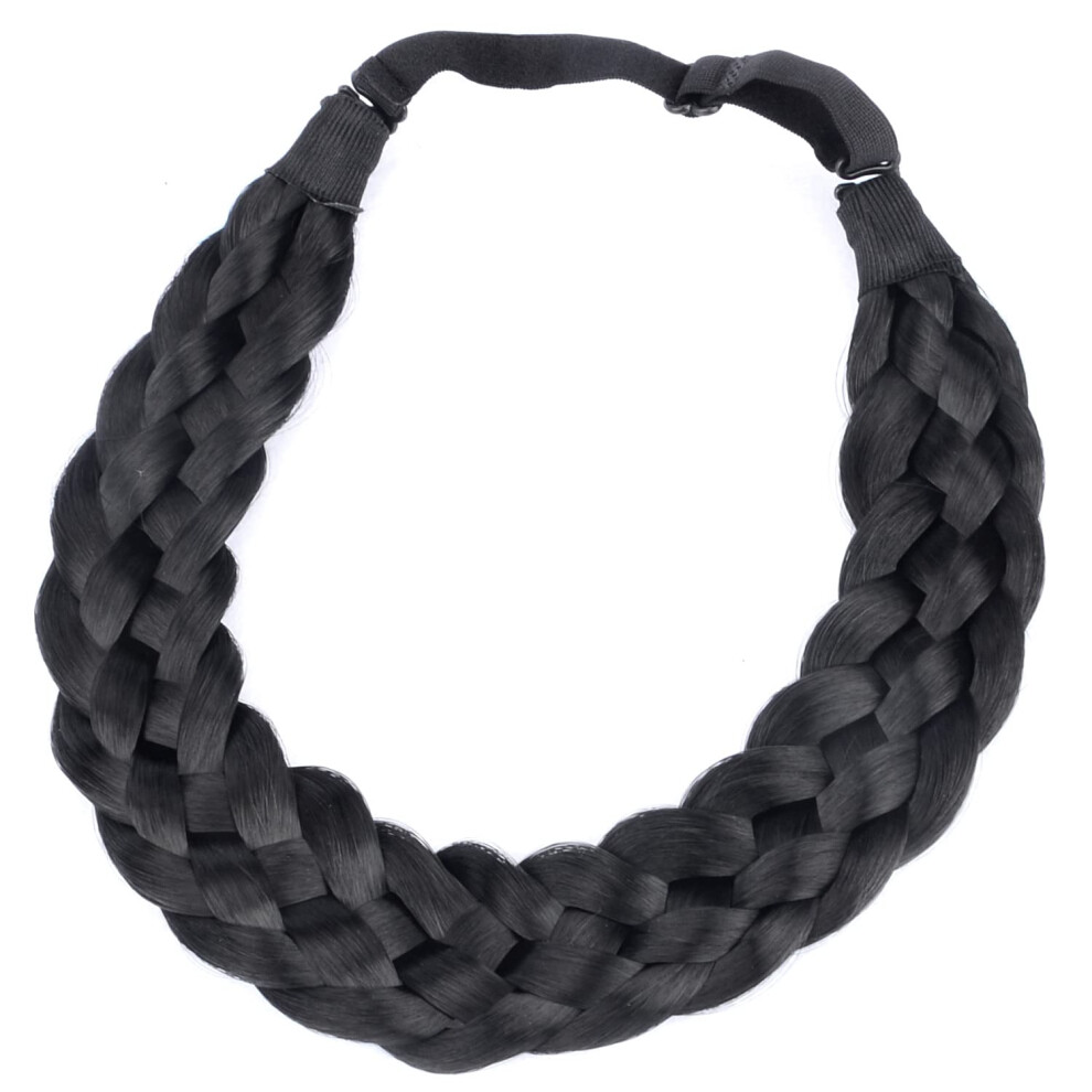 Gledola 5 Strands Synthetic Hair Braid Headband Hair Braided Headband For Women Girl (Black)