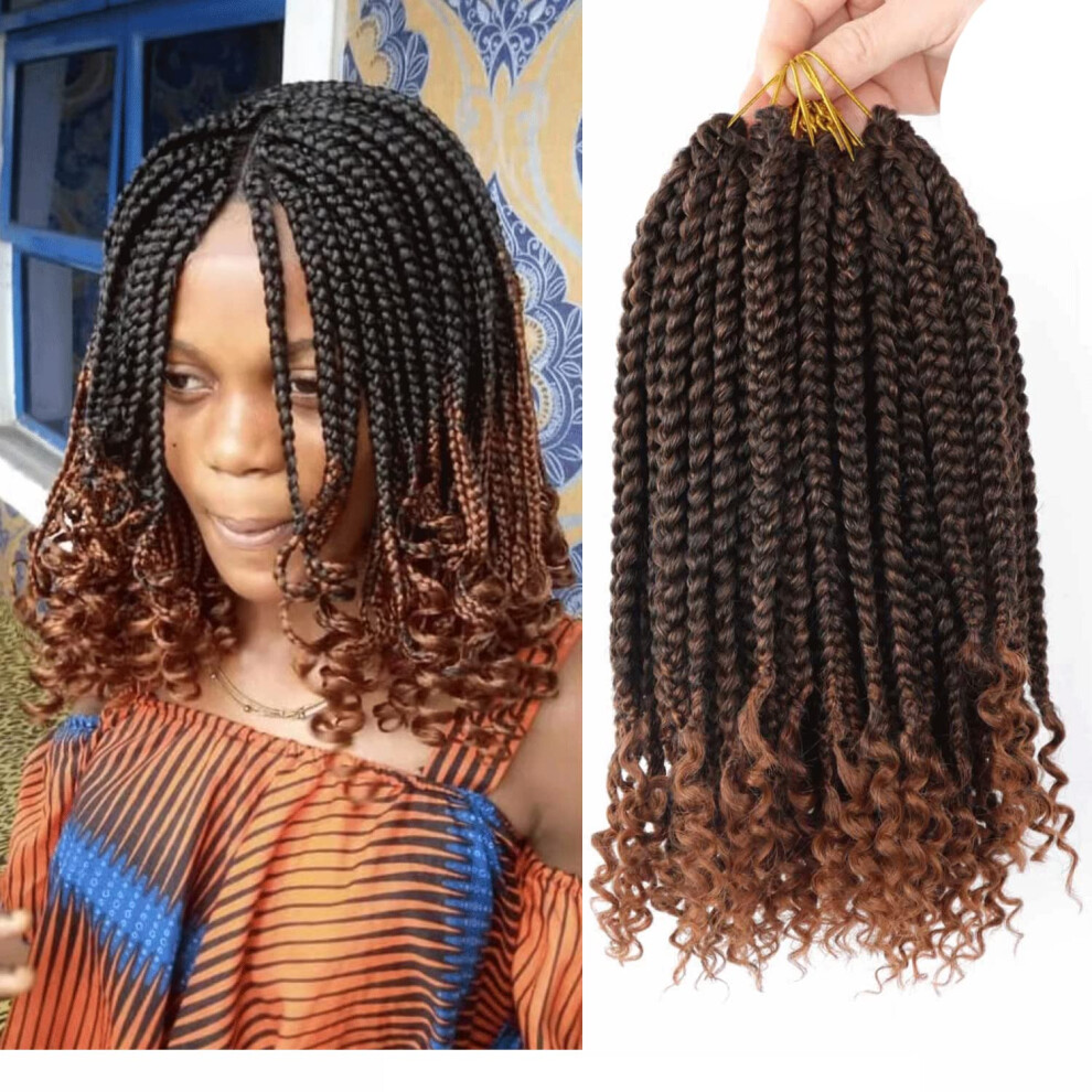 Layashow 6 Packs 12 Inch Crochet Box Braids Curly Ends Goddess Box Braids Bohemian Box Braid Crochet Hair For Black Women (T30, 12 Inch)