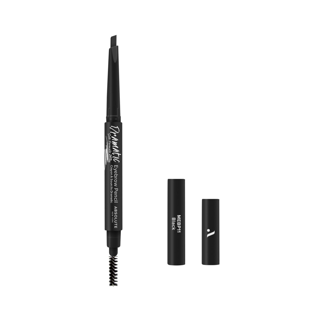 Absolute New York Perfect Eyebrow Pencil Dual-Ended To Shape Fill And Define Eyebrows (Mebp11 Black Soft)