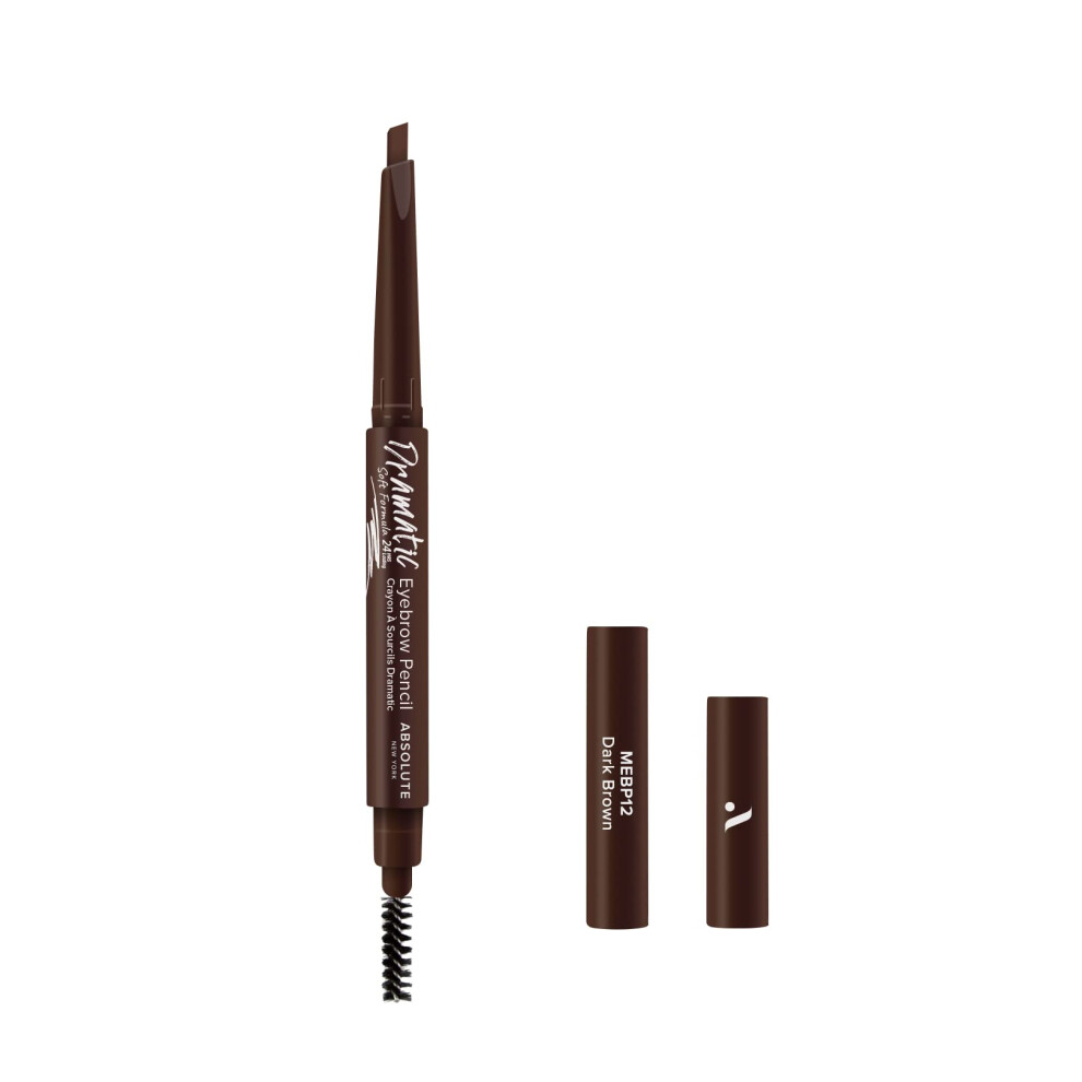 Absolute New York Perfect Eyebrow Pencil Dual-Ended To Shape Fill And Define Eyebrows (Mebp12 Dark Brown Soft)