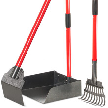 Pawler Pooper Scooper voor grote honden kleine honden en paarden metalen kakschepje met lange handgreep hark schoppen en dienblad voor tuingras v