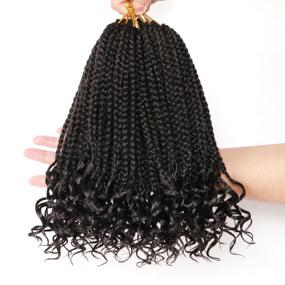 Urnice 7 Packs 10 Inch Boho Goddess Box Braids Crochet Hair For Black Women (1B# 10 Inch (Pack Of 7))