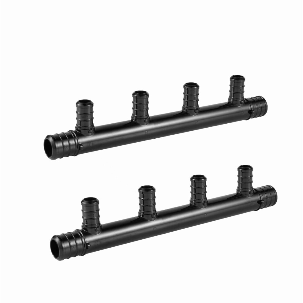 (Pack Of 2) Efield Open Poly Ppsu Barb Crimp Pex Manifold: 3/4 Trunk 1/2"""" Port (4 Ports) 791689824796