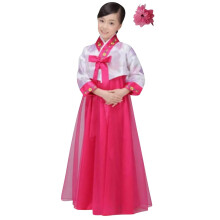 CBTRFASHION Coreano Meninas Crianas Crianas Hanbok Traje Vestido Conjunto de roupa (10-12 anos (150 cm) rosa escuro)