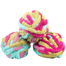 iDIY Chunky Yarn 3 Pack Skeins (72 Yards)-Tie Dye (Fuschia  Teal  Green)-Fluffy Chenille Yarn for Soft Throw & Baby Blankets  Arm Knitting  Croch