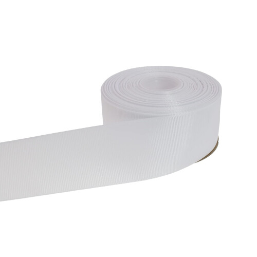 DXEUD Solid Grosgrain Ribbon 25 Yard Each Roll 100% Polyester Woven Edge (1/1-2""""  White)