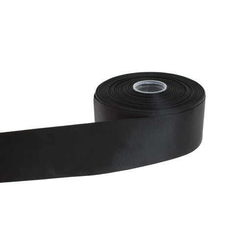 DXEUD Solid Grosgrain Ribbon 25 Yard Each Roll 100% Polyester Woven Edge (1/1-2""""  Black)
