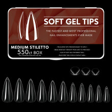 Cycullinyt 550 stk Stiletto Soft Gel Neglespidser 11 St?rrelser Medium Stiletnegle Fuldd?kning Akryl Tryk p? falske neglespidser No Trace for beg