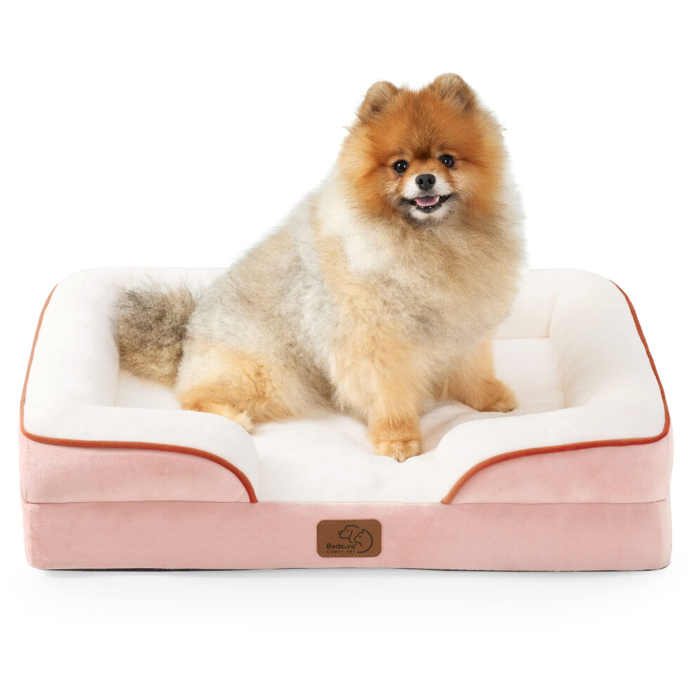 Bedsure Small Orthopedic Dog Bed - Washable Bolster Dog Sofa Beds for Small Dogs Supportive Foam Pet Couch Bed with Removable Washable Cover Wa