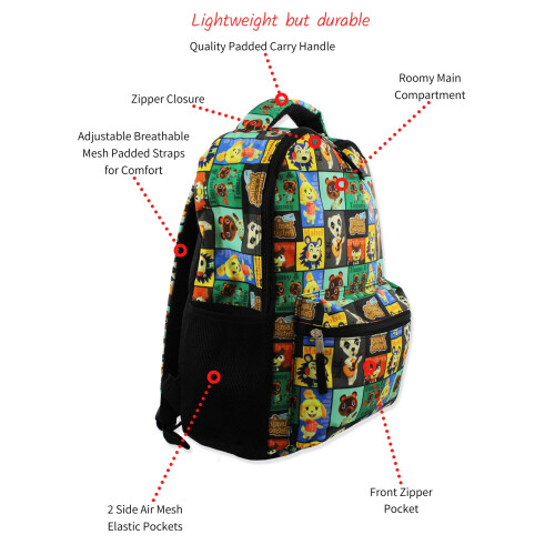 Nintendo Mochila escolar Nintendo Animal Crossing Kids de 16 polegadas (tamanho nico preto) 1