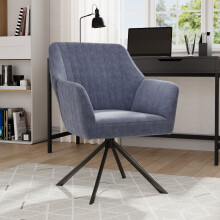 (Grey) Upholstered Leisure Swivel Chair with Metal Legs
