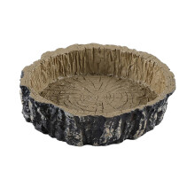 Piatto di cibo/acqua del tronco di alberi per rettili anfibi e altre piccole creature realizzate in resina non tossica premium - dimensioni ridotte
