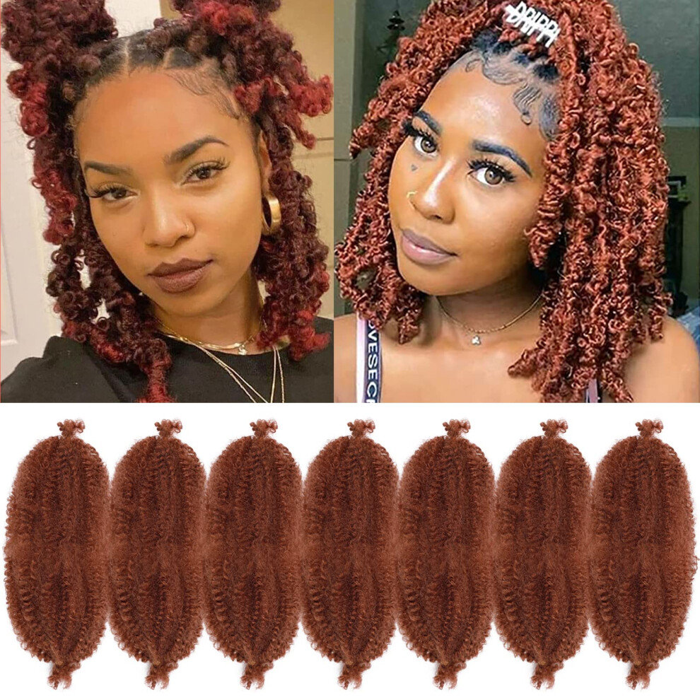 Gowit Unisex Marley Hair 12 Inch 7 Packs Pre Separated Springy Afro Twist Hair Ginger Marley Twist Braiding Hair For Faux Locs Crochet Hair Pre Fluffed Spring Twis