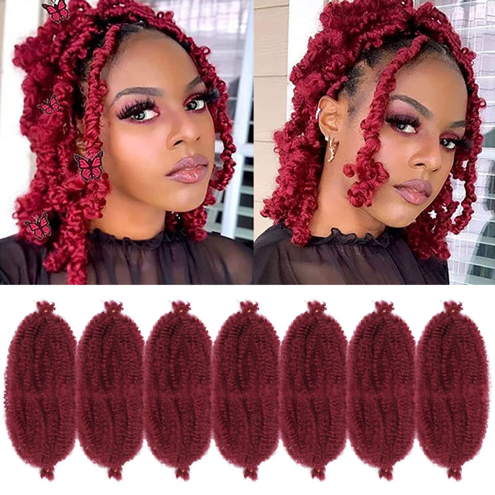 Gowit Unisex Red Marley Twist Braiding Hair 12 Inch 7 Packs Pre Separated Springy Afro Twist Hair Wrapping Hair For Faux Locs Crochet Hair Pre Fluffed Spring Twist