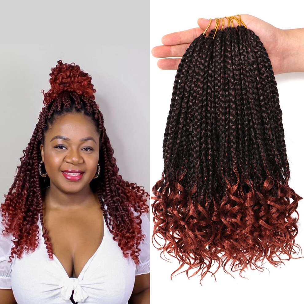 Urnice 7 Packs 14 Inch Boho Goddess Box Braids Crochet Hair For Black Women (T350# 14 Inch (Pack Of 7))