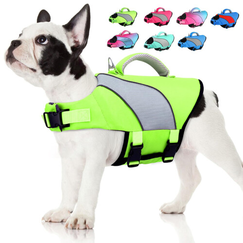 Doglay Dog Life Jacket - Adjustable Reflective Safety Vest With Rescue Handle