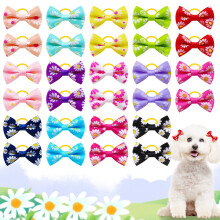 20 stk/10 par Daisy Yorkie Hundehvalpehrsljfer med gummibnd Hrtilbehr Sljfe Kledyrspleje Sdt kledyr Smhr Sljfe (Daisy)