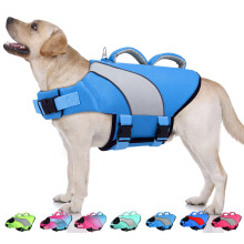 Doglay Hunde-Schwimmweste, Hunde-Schwimmweste mit doppelten Rettungsgriffen und reflektierenden Streifen, verstellbare, gut sichtbare Schwimm-Sicherh