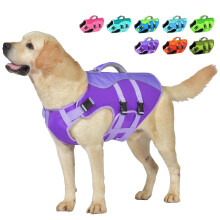 Petglad Hunde-Schwimmweste, reflektierendes Hundegeschirr, Schwimmweste mit Rettungsgriff zum Schwimmen, Bootfahren, verstellbare Schwimmweste mit ho