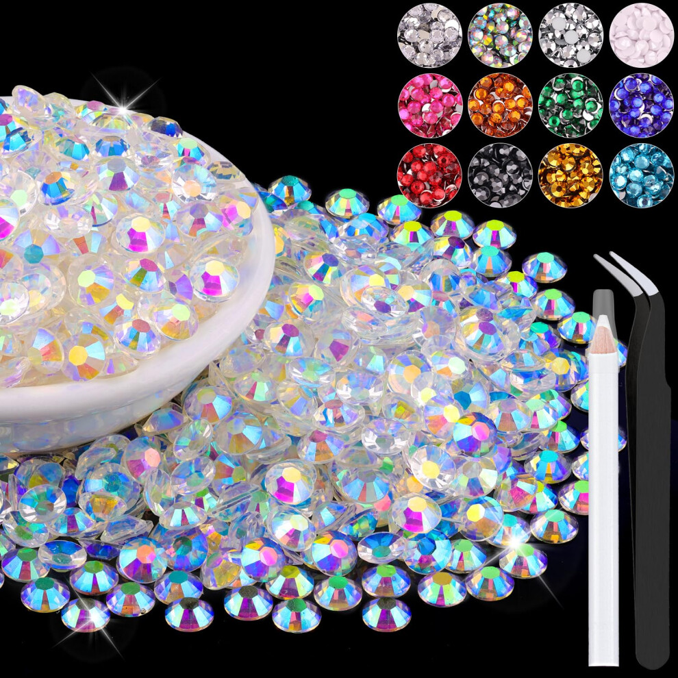 Belleboost 1500Pcs 6Mm Resin Jelly Rhinestones In Bulk (Transparent Ab) Bedazzling Flatback Crystals Rhinestones For Crafting Diy Nail Decoration Gems Diomand