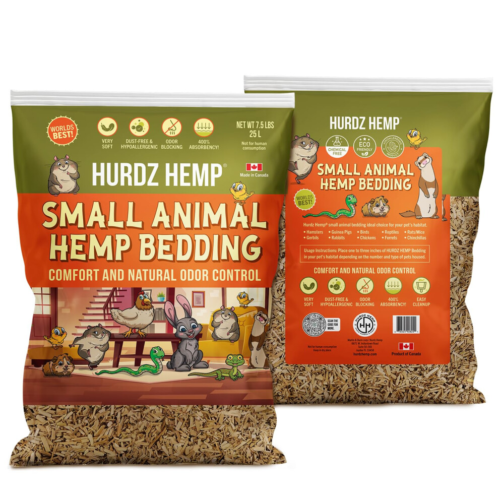 HURDZ HEMP [8Lbs Small Animals Hemp Bedding - Perfect for Indoor & Outdoor Use - 4X Absorbent Super Soft & Dust-Free Hemp Bedding for Chickens Rabbi